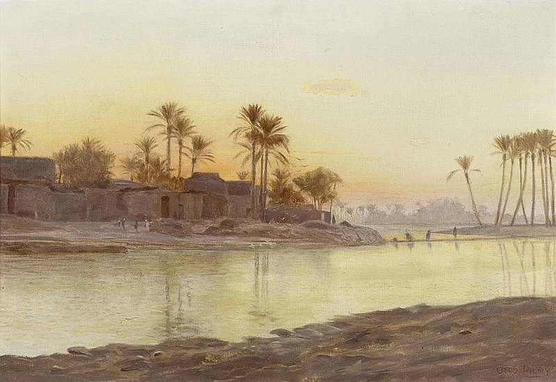 Paesaggio fluviale al tramonto